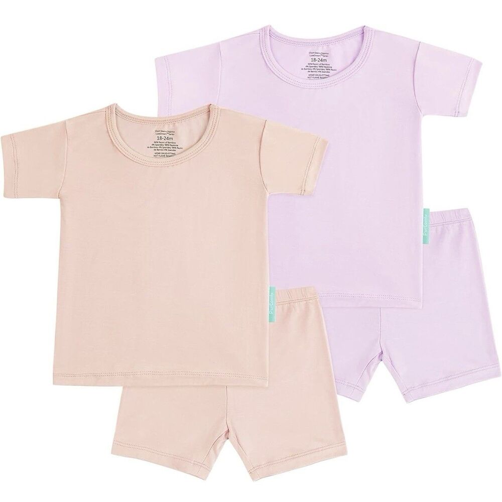 PurComfy Bamboo Pajama Set Blush and Lilac Size 3T Toddler Baby Girl NWT 2pc NEW
